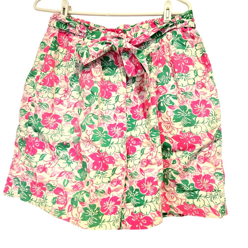 Vintage Lilly Pulitzer White Label Baggy Knee-Length Shorts, Self Belt, Sz 12